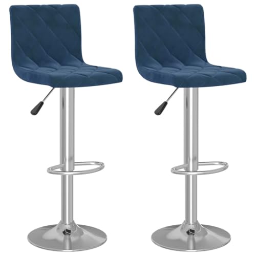 HEFZGDB Barhocker 2 STK. Blau Samt Arbeitshocker Barhocker Küche Badhocker Modern Badezimmerhocker für Gaststätten Café Bars Wohnzimmer von HEFZGDB