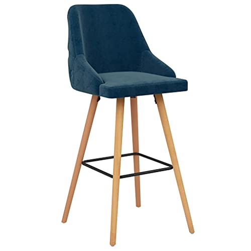 HEFZGDB Barhocker 2 STK. Blau Samt Bar Stool Barstuhl Küchenhocker Küchenstuhl für Bars Gaststätten Café Wohnzimmer von HEFZGDB