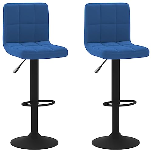 HEFZGDB Barhocker 2 STK. Blau Samt Stuhl Küche Barstuhl Küchenstuhl Badezimmerhocker für Café Gaststätten Bars Wohnzimmer von HEFZGDB
