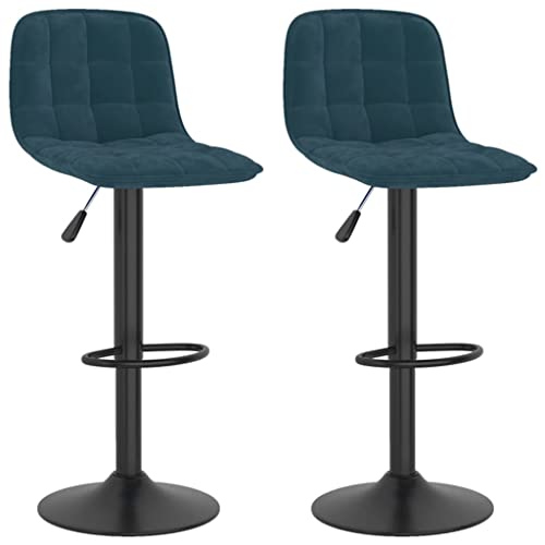 HEFZGDB Barhocker 2 STK. Blau Samt Tresenhocker Schminkhocker Barstuhl Stuhl Büro für Wohnzimmer Bars Gaststätten Café von HEFZGDB