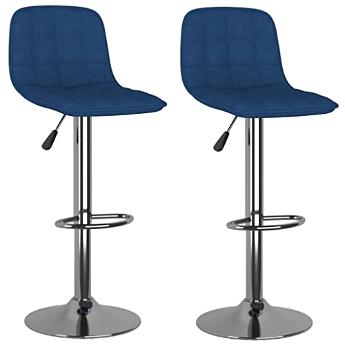 HEFZGDB Barhocker 2 STK. Blau Stoff Bürohocker Schminkhocker Badhocker Modern Stuhl Büro für Wohnzimmer Bars Café Gaststätten von HEFZGDB