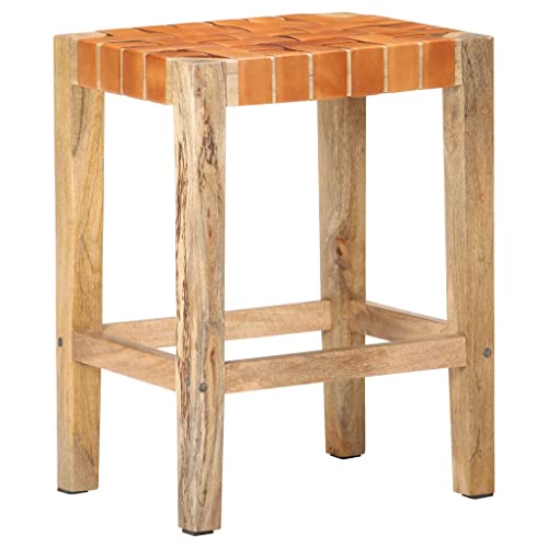 HEFZGDB Barhocker 2 STK. Braun Echtleder 60 cm Bar Stool Barstuhl Barstühle Badezimmerhocker für Bars Wohnzimmer Gaststätten Café von HEFZGDB