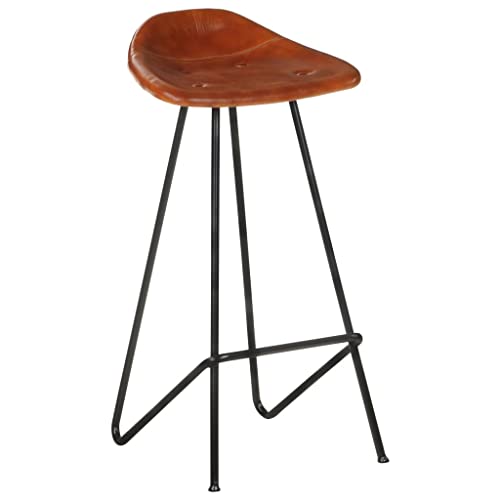 HEFZGDB Barhocker 2 STK. Braun Echtleder Bar Chair Schminkstuhl Barstühle Badhocker Modern für Bars Café Wohnzimmer Gaststätten von HEFZGDB