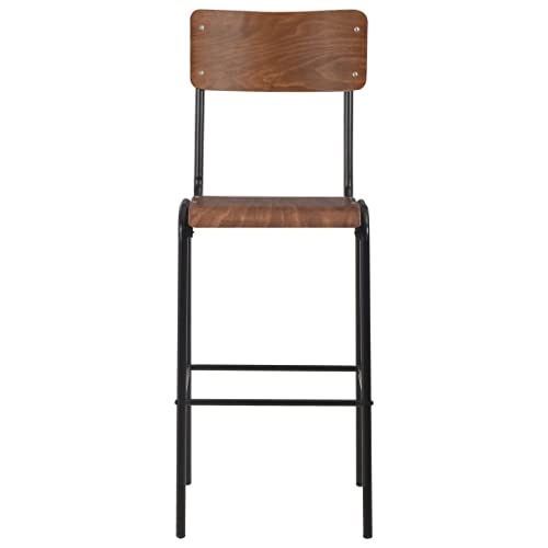 HEFZGDB Barhocker 2 STK. Braun Massives Sperrholz Stahl Arbeitshocker Schminkstuhl Barstuhl Vanity Chair für Wohnzimmer Café Gaststätten Bars von HEFZGDB
