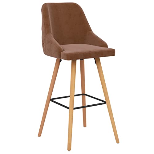 HEFZGDB Barhocker 2 STK. Braun Samt Bar Stool Barstuhl Küchenhocker Küchenstuhl für Bars Gaststätten Café Wohnzimmer von HEFZGDB