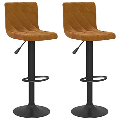 HEFZGDB Barhocker 2 STK. Braun Samt Hocker Klein Esszimmerstühle Küchenstühle Modern Badhocker Modern für Bars Wohnzimmer Café Gaststätten von HEFZGDB