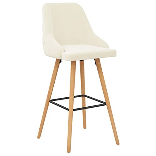 HEFZGDB Barhocker 2 STK. Creme Samt Bar Stool Barstuhl Küchenhocker Küchenstuhl für Bars Gaststätten Café Wohnzimmer von HEFZGDB