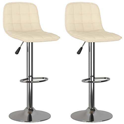 HEFZGDB Barhocker 2 STK. Creme Stoff Bürohocker Schminkhocker Badhocker Modern Stuhl Büro für Wohnzimmer Bars Café Gaststätten von HEFZGDB