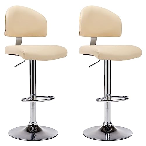 HEFZGDB Barhocker 2 STK. Cremeweiß Kunstleder Bürohocker Barstuhl Esszimmerstühle Vanity Chair für Café Bars Gaststätten Wohnzimmer von HEFZGDB