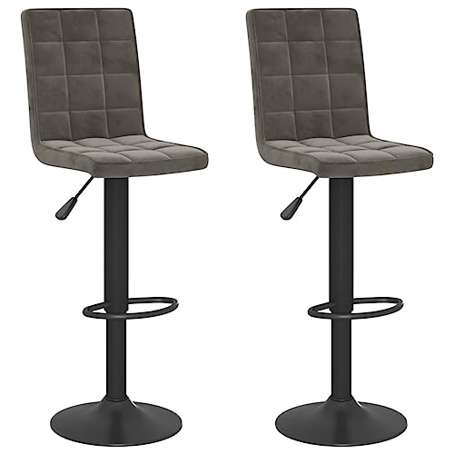 HEFZGDB Barhocker 2 STK. Dunkelgrau Samt Arbeitshocker Schminkstuhl Barstuhl Vanity Chair für Bars Café Wohnzimmer Gaststätten von HEFZGDB