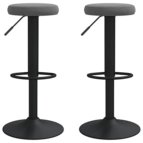 HEFZGDB Barhocker 2 STK. Dunkelgrau Samt Bürohocker Barstuhl Badhocker Modern Küchenstuhl für Wohnzimmer Gaststätten Bars Café von HEFZGDB