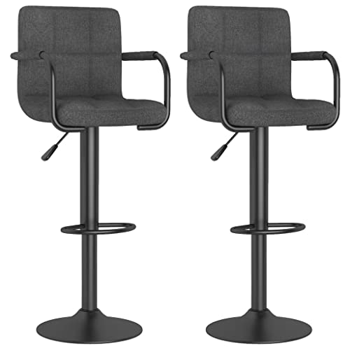 HEFZGDB Barhocker 2 STK. Dunkelgrau Stoff Stuhl Küche Küchenstühle Modern Badhocker Modern Küchenstuhl für Gaststätten Wohnzimmer Bars Café von HEFZGDB