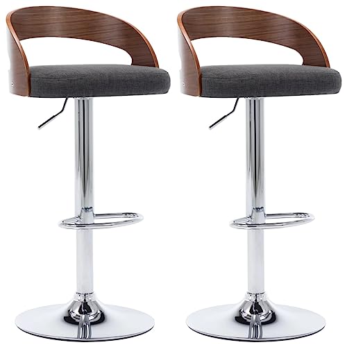 HEFZGDB Barhocker 2 STK. Dunkelgrau Stoff und Bugholz Bar Stool Barhocker Küche Barstühle Vanity Chair für Bars Gaststätten Wohnzimmer Café von HEFZGDB
