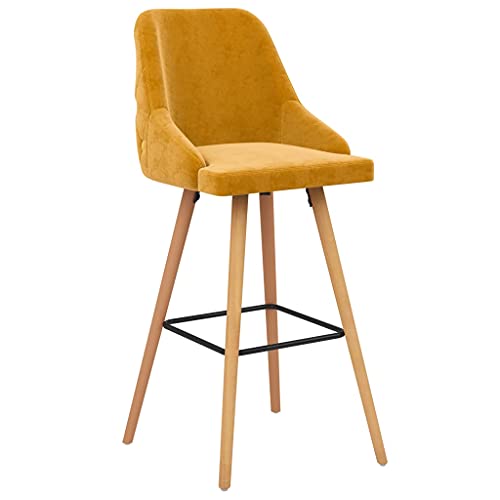 HEFZGDB Barhocker 2 STK. Gelb Samt Bar Stool Barstuhl Küchenhocker Küchenstuhl für Bars Gaststätten Café Wohnzimmer von HEFZGDB