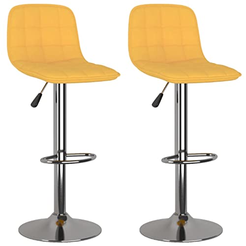 HEFZGDB Barhocker 2 STK. Gelb Stoff Bürohocker Schminkhocker Badhocker Modern Stuhl Büro für Wohnzimmer Bars Café Gaststätten von HEFZGDB