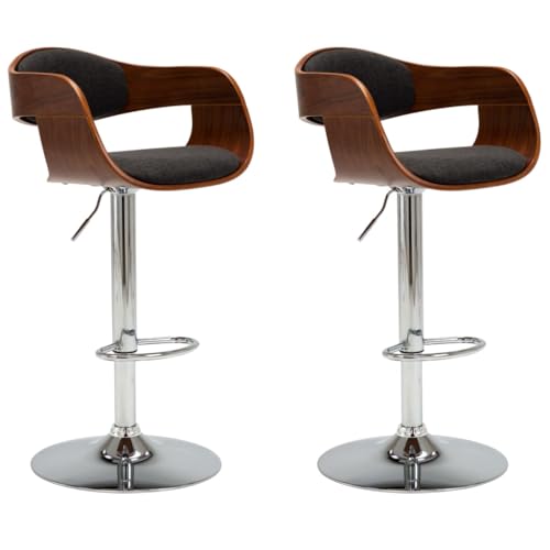 HEFZGDB Barhocker 2 STK. Grau Bugholz und Stoff Stuhl Küche Küchenstühle Modern Badhocker Modern Küchenstuhl für Café Gaststätten Bars Wohnzimmer von HEFZGDB