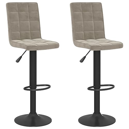 HEFZGDB Barhocker 2 STK. Hellgrau Samt Arbeitshocker Schminkstuhl Barstuhl Vanity Chair für Bars Café Wohnzimmer Gaststätten von HEFZGDB