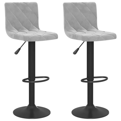HEFZGDB Barhocker 2 STK. Hellgrau Samt Hocker Klein Esszimmerstühle Küchenstühle Modern Badhocker Modern für Bars Wohnzimmer Café Gaststätten von HEFZGDB