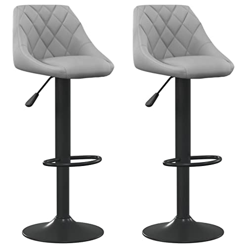 HEFZGDB Barhocker 2 STK. Hellgrau Samt Tresenhocker Barhocker Küche Schminkstuhl Vanity Chair für Wohnzimmer Café Bars Gaststätten von HEFZGDB
