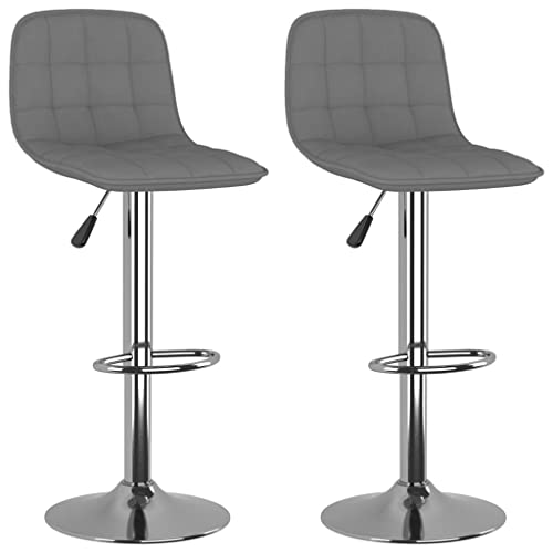 HEFZGDB Barhocker 2 STK. Hellgrau Stoff Bürohocker Schminkhocker Badhocker Modern Stuhl Büro für Wohnzimmer Bars Café Gaststätten von HEFZGDB