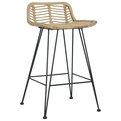 HEFZGDB Barhocker 2 STK. Rattan Natur Hocker Klein Esszimmerstühle Küchenstühle Modern Badhocker Modern für Bars Gaststätten Café Wohnzimmer von HEFZGDB