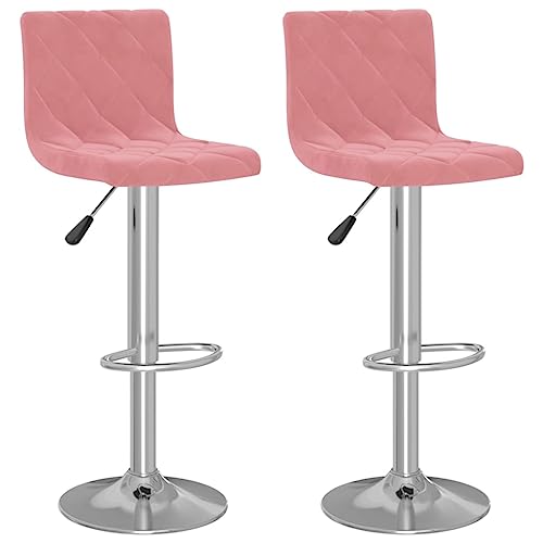 HEFZGDB Barhocker 2 STK. Rosa Samt Arbeitshocker Barhocker Küche Badhocker Modern Badezimmerhocker für Gaststätten Café Bars Wohnzimmer von HEFZGDB
