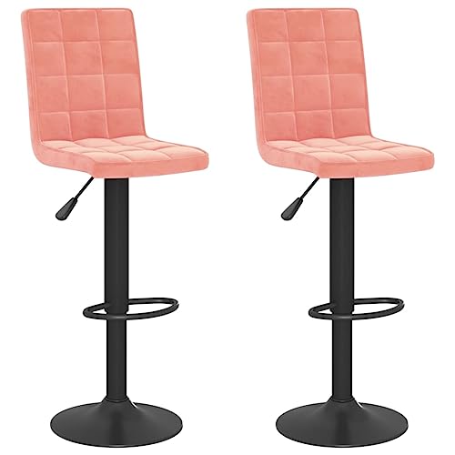 HEFZGDB Barhocker 2 STK. Rosa Samt Arbeitshocker Schminkstuhl Barstuhl Vanity Chair für Bars Café Wohnzimmer Gaststätten von HEFZGDB