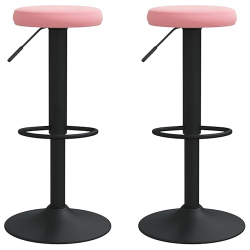 HEFZGDB Barhocker 2 STK. Rosa Samt Bürohocker Barstuhl Badhocker Modern Küchenstuhl für Wohnzimmer Gaststätten Bars Café von HEFZGDB