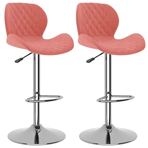HEFZGDB Barhocker 2 STK. Rosa Samt Hocker Klein Barhocker Küche Küchenstühle Modern Stuhl Küche für Wohnzimmer Café Gaststätten Bars von HEFZGDB