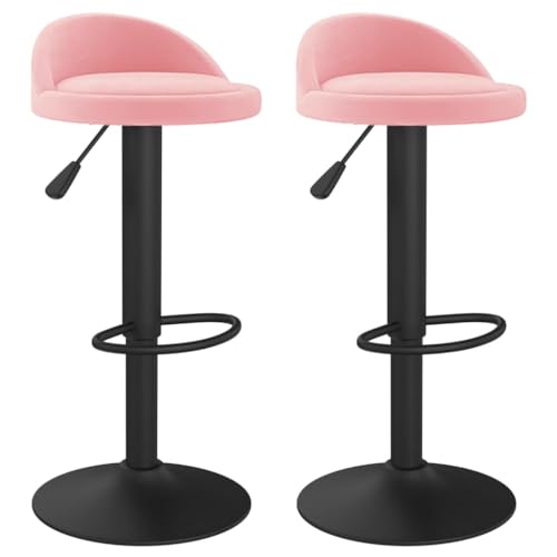 HEFZGDB Barhocker 2 STK. Rosa Samt Hocker Klein Schminkstuhl Barstühle Küchenstuhl für Bars Gaststätten Café Wohnzimmer von HEFZGDB
