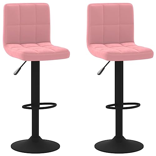 HEFZGDB Barhocker 2 STK. Rosa Samt Stuhl Küche Barstuhl Küchenstuhl Badezimmerhocker für Café Gaststätten Bars Wohnzimmer von HEFZGDB
