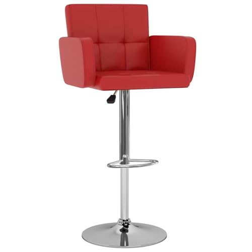 HEFZGDB Barhocker 2 STK. Rot Kunstleder Bürohocker Schminkstuhl Badhocker Modern Badezimmerhocker für Bars Wohnzimmer Café Gaststätten von HEFZGDB