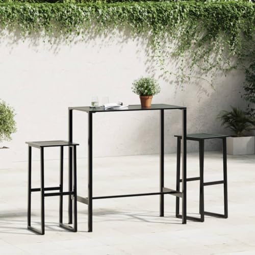 HEFZGDB Barhocker 2 STK. Schwarz 38x38x80 cm Pulverbeschichteter Stahl Kleiner Sessel Essstühle Loungesessel Wohnzimmer Armlehnstuhl für Balkon Terrasse Garten Innenhof von HEFZGDB
