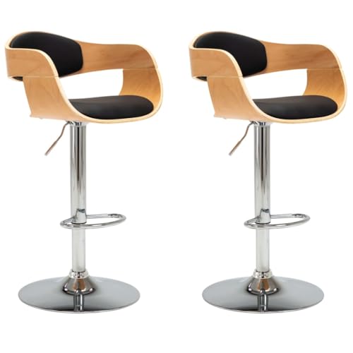 HEFZGDB Barhocker 2 STK. Schwarz Bugholz und Kunstleder Stuhl Küche Küchenstühle Modern Badhocker Modern Küchenstuhl für Café Gaststätten Bars Wohnzimmer von HEFZGDB