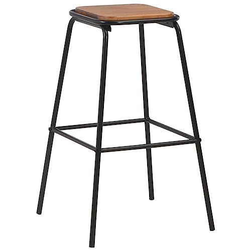 HEFZGDB Barhocker 2 STK. Schwarz Kiefer-Massivholz und Stahl Tresenhocker Schminkstuhl Esszimmerstühle Küchenstuhl für Café Wohnzimmer Gaststätten Bars von HEFZGDB