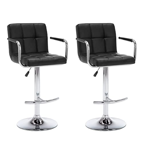 HEFZGDB Barhocker 2 STK. Schwarz Kunstleder Bar Chair Schminkstuhl Küchenstühle Modern Küchenstuhl für Wohnzimmer Gaststätten Bars Café von HEFZGDB