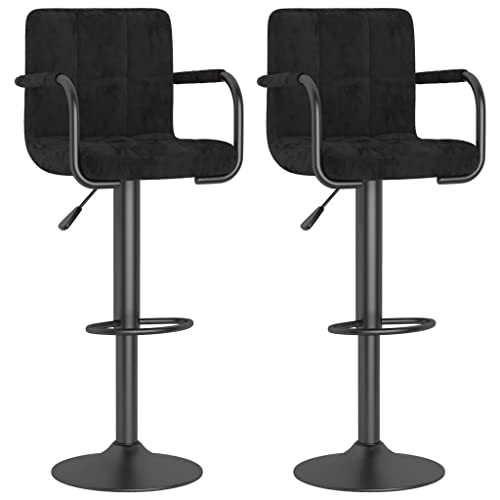 HEFZGDB Barhocker 2 STK. Schwarz Samt Bar Stool Barhocker Küche Barstühle Vanity Chair für Café Wohnzimmer Gaststätten Bars von HEFZGDB
