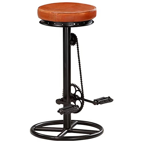 HEFZGDB Barhocker 2 STK. Schwarz und Braun Echtes Ziegenleder Hocker Klein Barstuhl Esszimmerstühle Badezimmerhocker für Wohnzimmer Gaststätten Bars Café von HEFZGDB