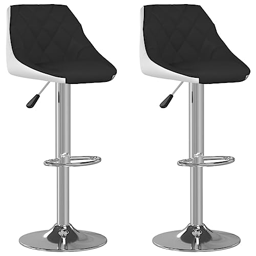 HEFZGDB Barhocker 2 STK. Schwarz und Weiß Kunstleder Hocker Klein Schminkstuhl Küchenstühle Modern Badezimmerhocker für Bars Café Gaststätten Wohnzimmer von HEFZGDB