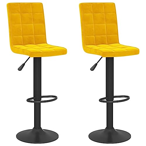 HEFZGDB Barhocker 2 STK. Senfgelb Samt Arbeitshocker Schminkstuhl Barstuhl Vanity Chair für Bars Café Wohnzimmer Gaststätten von HEFZGDB