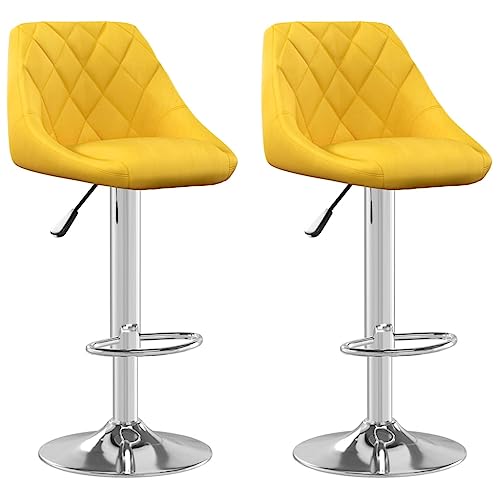 HEFZGDB Barhocker 2 STK. Senfgelb Samt Bürohocker Schminkstuhl Badhocker Modern Badezimmerhocker für Café Bars Gaststätten Wohnzimmer HEFZGDB Barhocker 2 STK. Senfgelb Samt Bürohocker Schminkstuhl Badhocker Modern Badezimmerhocker für Café Bars Gaststätten Wohnzimmer von HEFZGDB