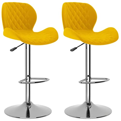 HEFZGDB Barhocker 2 STK. Senfgelb Samt Hocker Klein Barhocker Küche Küchenstühle Modern Stuhl Küche für Wohnzimmer Café Gaststätten Bars von HEFZGDB