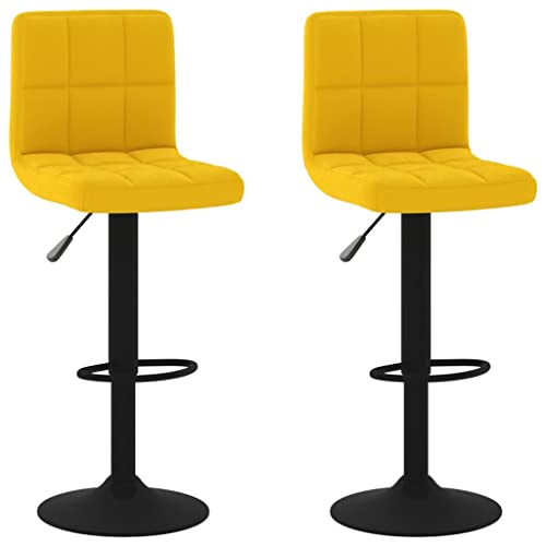 HEFZGDB Barhocker 2 STK. Senfgelb Samt Stuhl Küche Barstuhl Küchenstuhl Badezimmerhocker für Café Gaststätten Bars Wohnzimmer von HEFZGDB