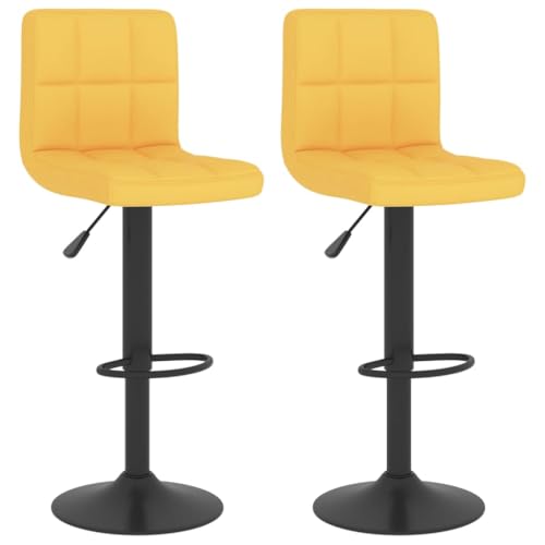 HEFZGDB Barhocker 2 STK. Senfgelb Stoff Bürohocker Barstuhl Esszimmerstühle Vanity Chair für Wohnzimmer Café Bars Gaststätten von HEFZGDB