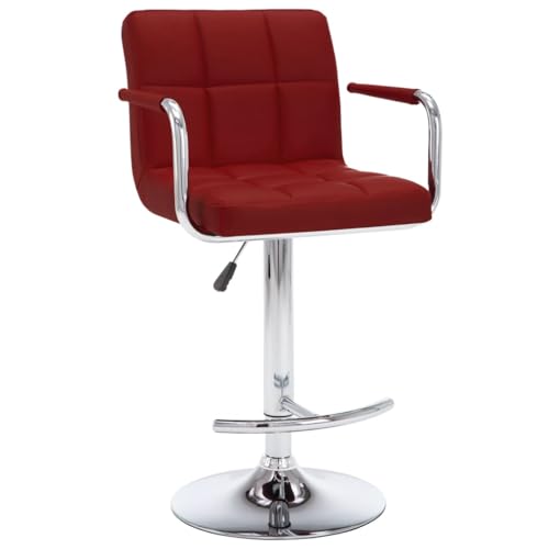 HEFZGDB Barhocker 2 STK. Weinrot Kunstleder Bar Chair Schminkstuhl Küchenstühle Modern Küchenstuhl für Wohnzimmer Gaststätten Bars Café von HEFZGDB