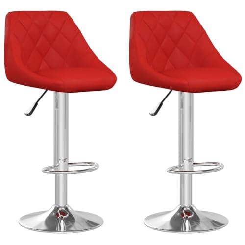 HEFZGDB Barhocker 2 STK. Weinrot Kunstleder Bar Stool Barstuhl Küchenhocker Küchenstuhl für Bars Wohnzimmer Café Gaststätten von HEFZGDB
