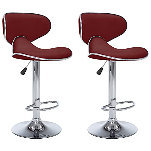 HEFZGDB Barhocker 2 STK. Weinrot Kunstleder Tresenhocker Barhocker Küche Schminkstuhl Vanity Chair für Café Bars Gaststätten Wohnzimmer von HEFZGDB
