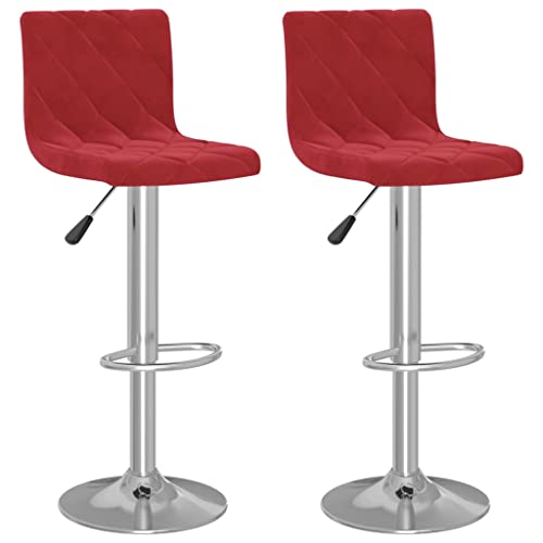 HEFZGDB Barhocker 2 STK. Weinrot Samt Arbeitshocker Barhocker Küche Badhocker Modern Badezimmerhocker für Gaststätten Café Bars Wohnzimmer von HEFZGDB