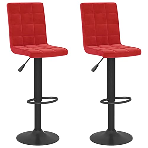 HEFZGDB Barhocker 2 STK. Weinrot Samt Arbeitshocker Schminkstuhl Barstuhl Vanity Chair für Bars Café Wohnzimmer Gaststätten von HEFZGDB