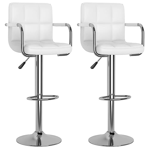HEFZGDB Barhocker 2 STK. Weiß Kunstleder Bequemer Stuhl Barhocker Küche Küchenstühle Modern Küchenstuhl für Bars Gaststätten Wohnzimmer Café von HEFZGDB